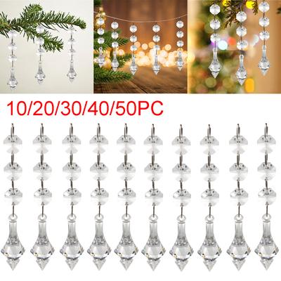 50Pc Acrylic Crystal Clear Bead Garland Hanging Chandelier Wedding Decor Supplie