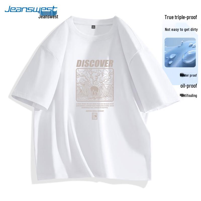Jeanswest Men s Summer Line Art 3-Proof Loose Fit T-Shirt L