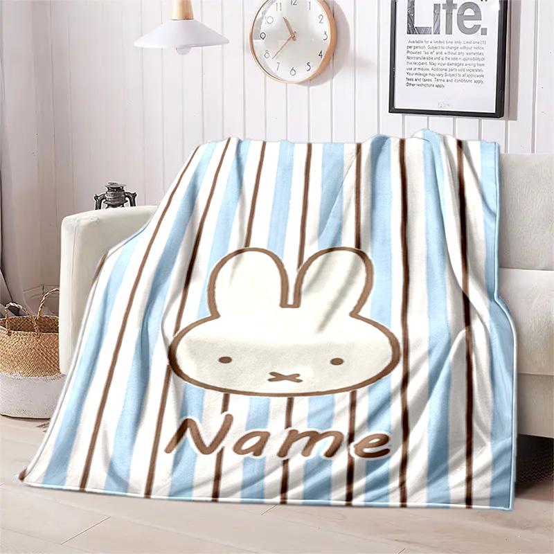 Custom Name Miffy Stars Heart Name Blanket Suitable All Seasons Soft Comfortable Sofa Office Home Blanket Camping Trip Soft And Comfortable Bedroom