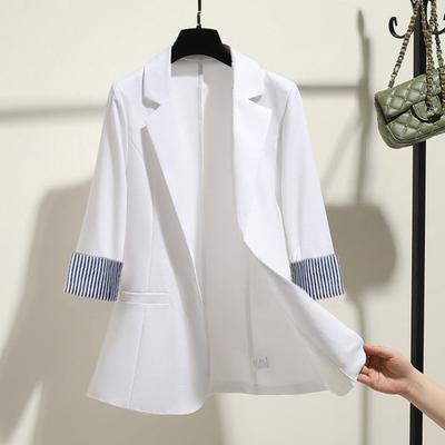Costum de femeie haină rever 45355 cu mâneci cu dungi manșete costum jachetă cu un singur buton buzunare design loose fit