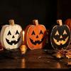 3PCS Freestanding Wooden Pumpkin Hand Painted Halloween Ornament Tiered Tray Decor  Alloween Party