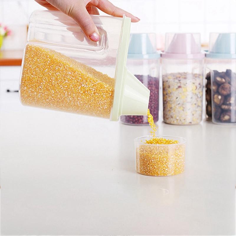 1.9/2.5L Cereal Dispenser With Lid Storage Box Plastic Rice Container Food Sealed Jar Cans For Kitchen Grain Dried Fruit Snacks