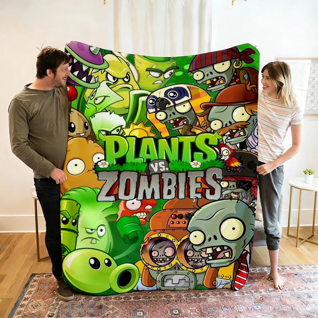 P-Plants Vs Z-Zombi Printed Fleece Throw Blanket Children Warm Soft Blankets for Sofa Bed Cover Blanket Travel Office Gift New