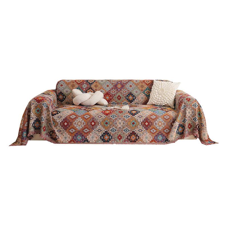 Ethnic Style Sofa Cover Blanket All Cover Geometric Floral Pattern Jacquard Sofa Cover Upholstered Sofa Seat Covers S074