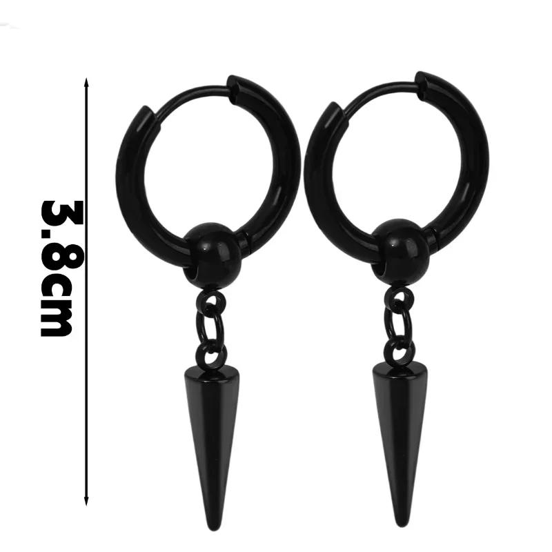 

Men Women Vintage Hip Hop Piercing Ear Punk Stainless Steel Stud Earrings Black Earrings Jewelry Accessories