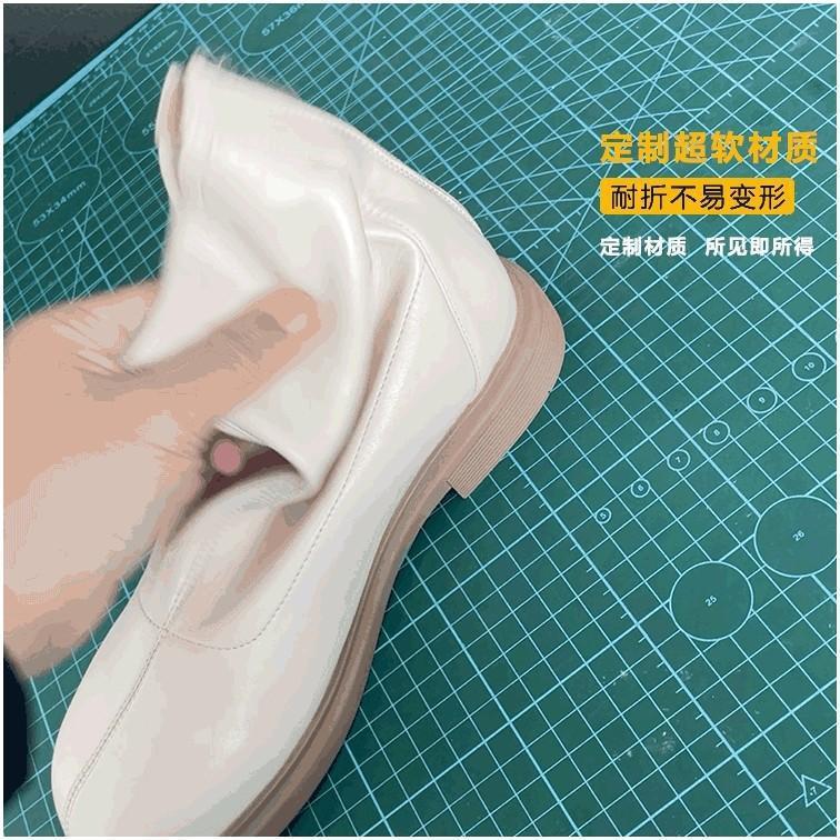 Short boots elastic bare boots 2025 new single boot spring and autumn flat bottom super high heels boots