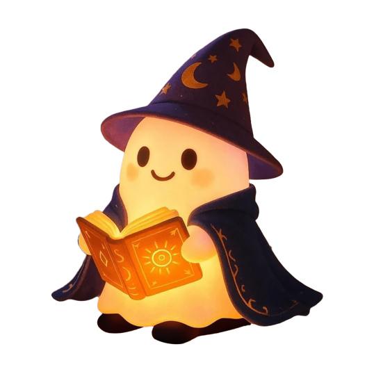 

Yousheng Ночник Призрак-Волшебник Милый Звездный Плащ Призрак Лампа для Чтения Книг Хэллоуин Светящаяся Фигурка Призрака для Дома Спальни Декора Стола 6inch