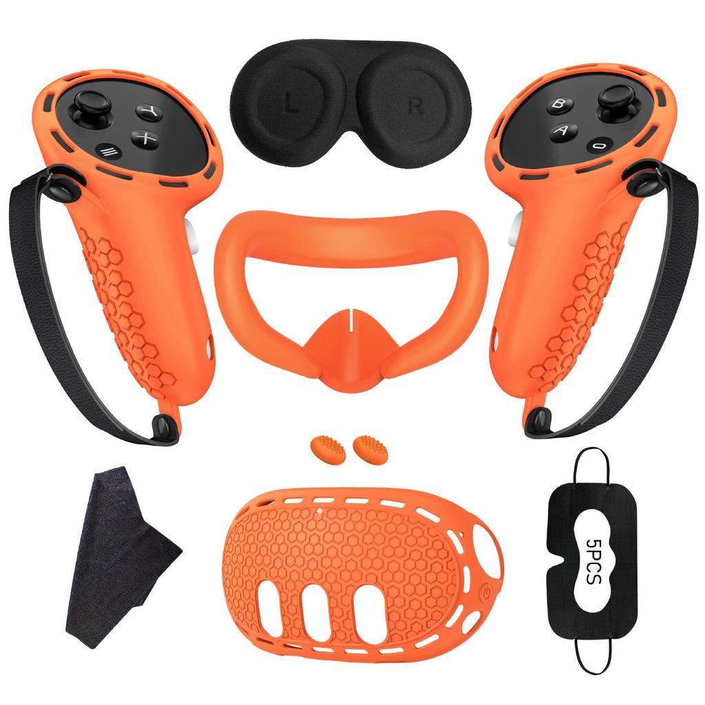 Meta Quest 3 Schutz-Silikonhüllen-Set: Beinhaltet Host-Gehäuse, Griffabdeckungen und Gesichtsmaske (7 Stück)