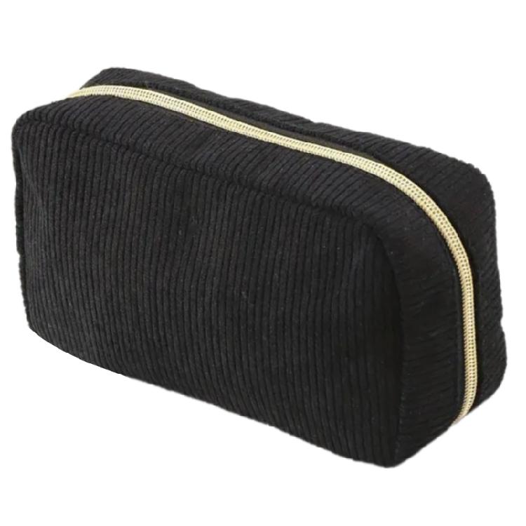 

Corduroy Pen Bag Large Capacity Pencil Case Portable Pen Organizers Pouches Travel Makeup Storage Bag for Office School чёрный