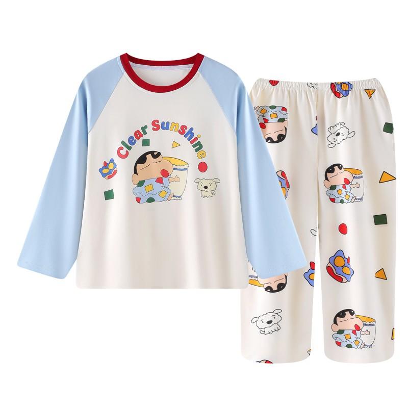 Jungen Baumwoll-Pyjama-Set Langarm Cartoon-Print Nachtwäsche Kinder Teenager 8 Jahre