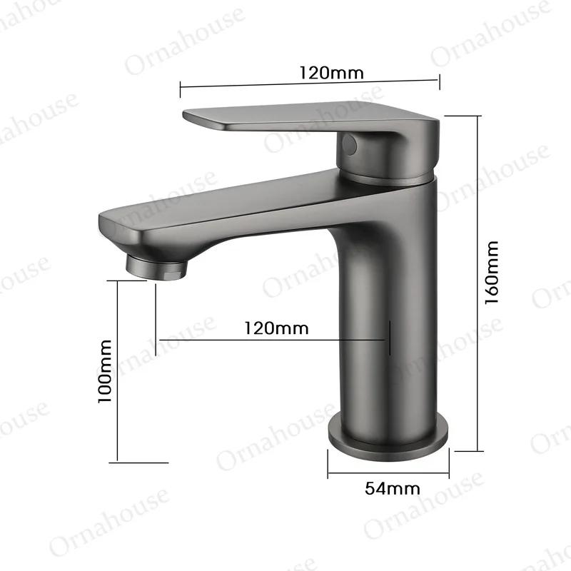 Gun Gray Minimalist Faucet Brass Hotel Household Sink Faucet Dual-purpose Cold and Hot Sink Faucet Light Luxury Bathroom Kitchen
