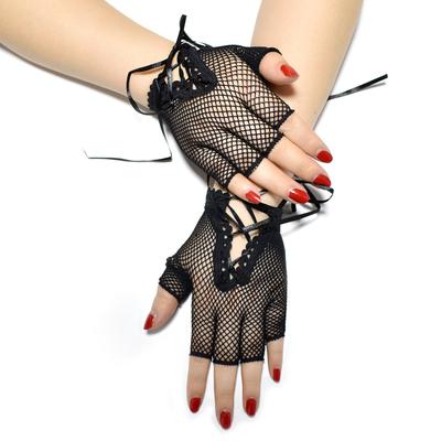 Short Half-finger Fishnet Elastic Gloves Sexy Hollow Mesh Strap Punk Style Cosplay Neutral Gloves Cool