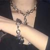 Minimalist Punk Choker Necklace & Bracelet Edgy Streetwear Hip Hop Jewelry for Women Men Gothic Chain Collarbone Gift