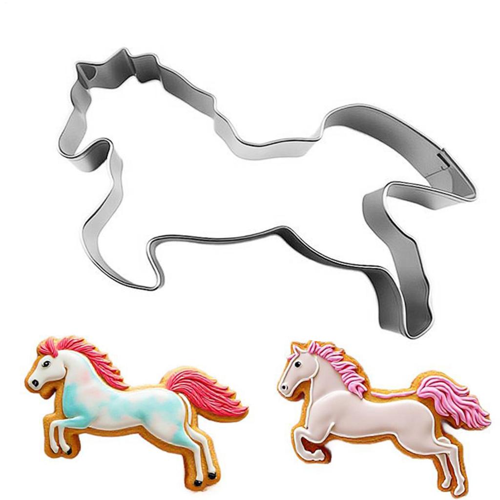 Horse Cookie Cutter Stainless Steel Baking Accessories Pressable Cookie Mold for Fondant Bakers Parents Home Party Beginners