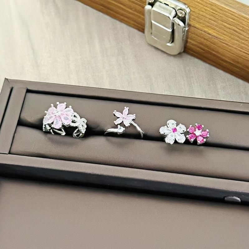 Bursting Full Of Diamonds, Flower Color Treasure, Sweet And Cool Opening Ring, Female Luxury Exquisite Niche High-End Sense Light Luxury Super Fairy