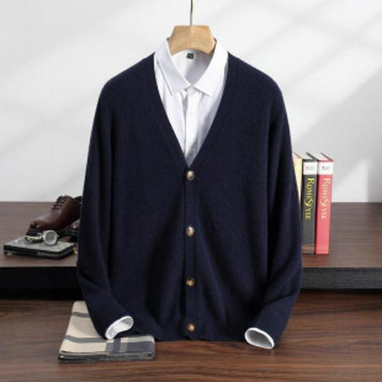 Women's Solid Color Wool Knit Cardigan - Buttonless, Long Sleeve, Casual Fit
