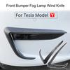 For Tesla Model 3 Model Y 2017-2023 Glossy Black/Carbon Car Front Bumper Fog Light Frame Wind Knife Spoiler Decoration Body Kit