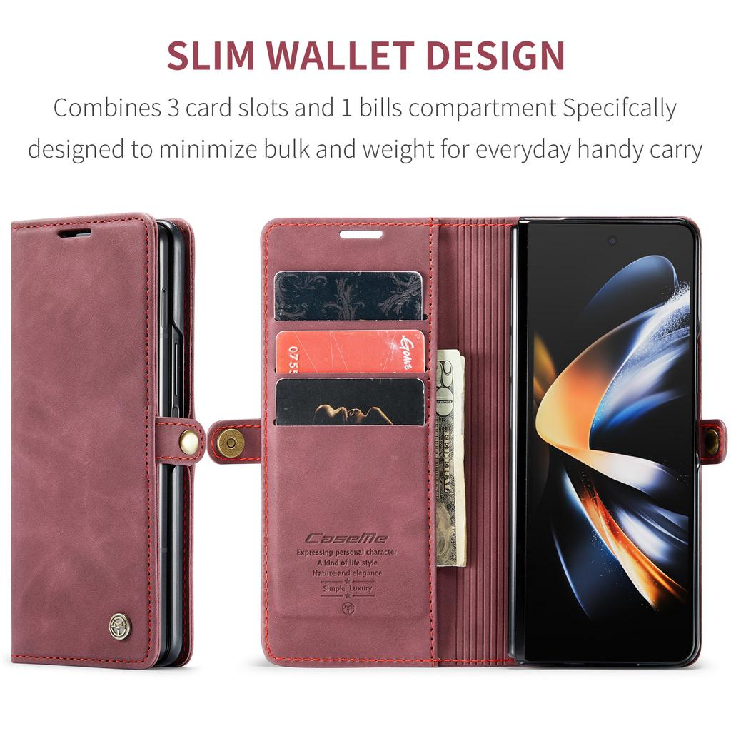 Anti -Scratch Vintage Leather Phone Bag Case For Samsung Galaxy Z Fold4 5g Fold 4 Zfold4 Card Slot Full Protection Cover Coque