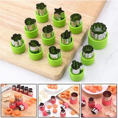 12 Stück Edelstahl Gemüse Obst Ausstecher Form Blumen Cartoon Form Ausstechform Kuchen Keks Ausstecher Obst Gebäck Stempel Form