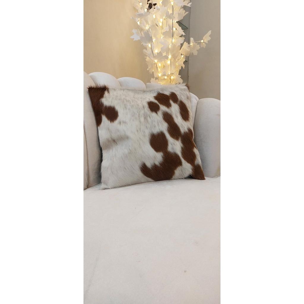 (3er-Pack) Kuhfell Kissenbezug Braun & Weiß Kuhfell Kissen Naturhaar auf Wurfkissen Kissen Echtes Kuhfell Echtes Original Hautleder Kissen