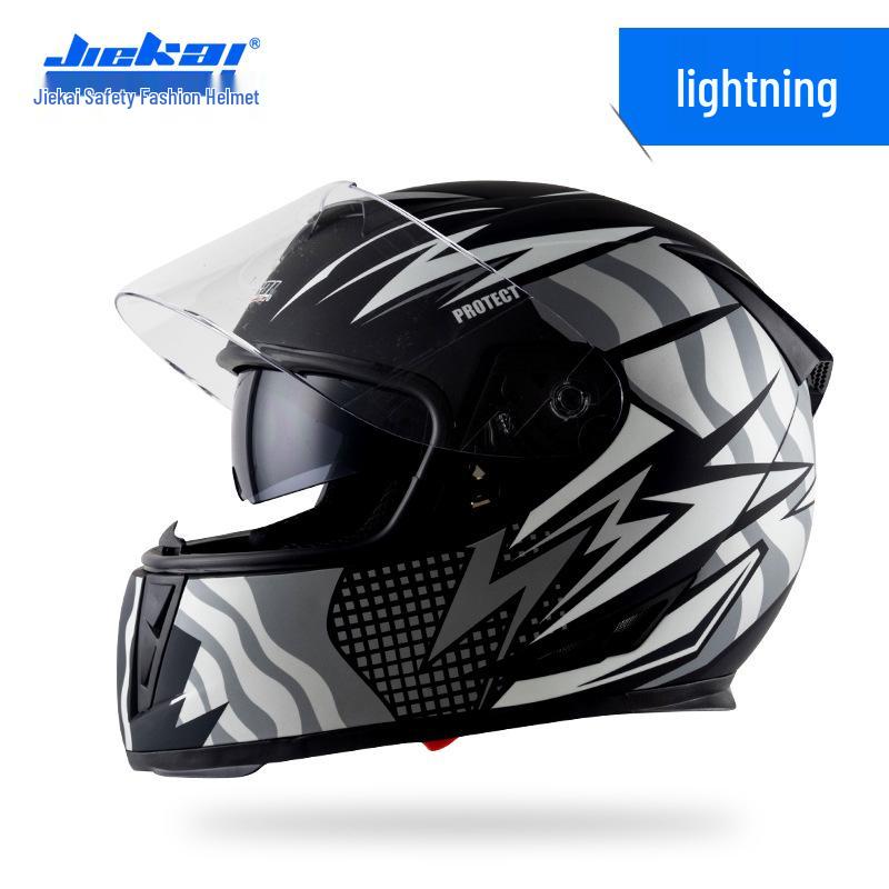 Jiekai Full Face Electric Motorcycle Helmet - Unisex, All-Season Racing Safety