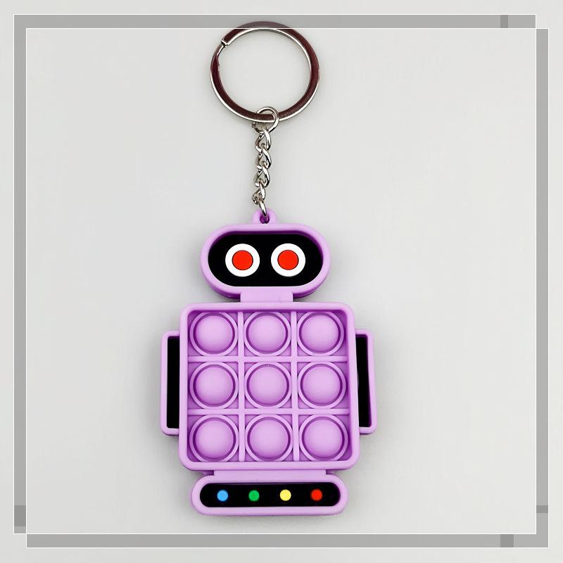 Robot Fidget Keychain Finger Push Bubble Silicone Key Chain Adult Decompression Toys Small Pendant Kids Toys