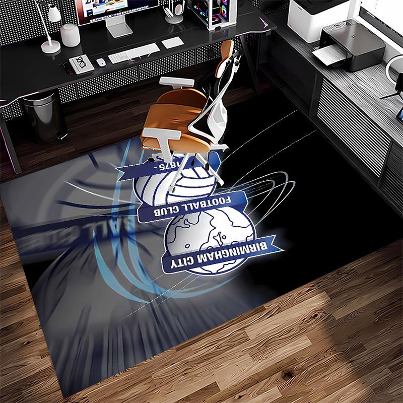 1pc BIRMINGHAM CITY LOGO Print Area Rug - Soft,Washable Non-Slip Indoor Mat for Office Chairs,Living Room,Home Office Decorative Rug