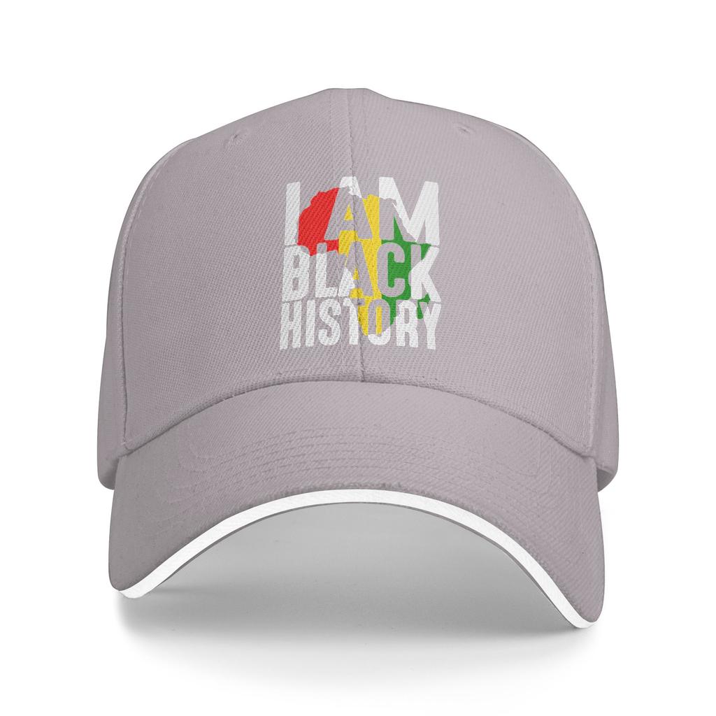 I Am Black History Map of Africa RBG Colors African American Baseball Cap Outdoor Gym Trucker Hat Stylish Print Snapback Cap