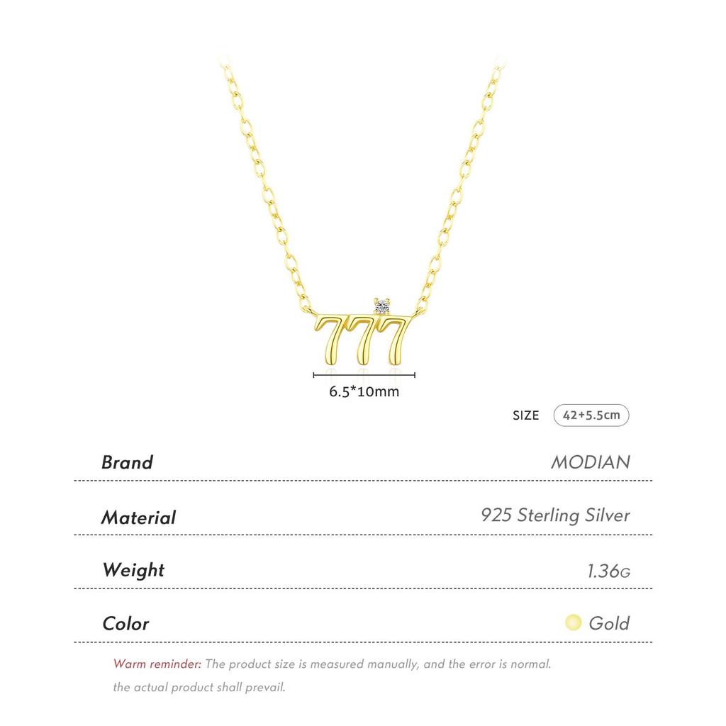 MODIAN 925 Sterling Silber Glückszahl 777 Anhänger Halskette Gold Farbe Halskette Für Frauen Edlen Schmuck Jahrestag Geschenk