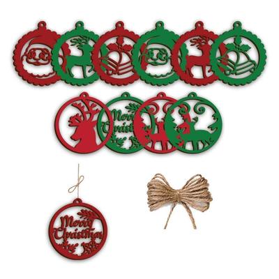 Rot Grün Weihnachtsmann Rentier Frohe Weihnachten Deko Hängende Glocken Schneeflocke Weihnachtsbaum Holzausschnitt Weihnachtsbaumschmuck