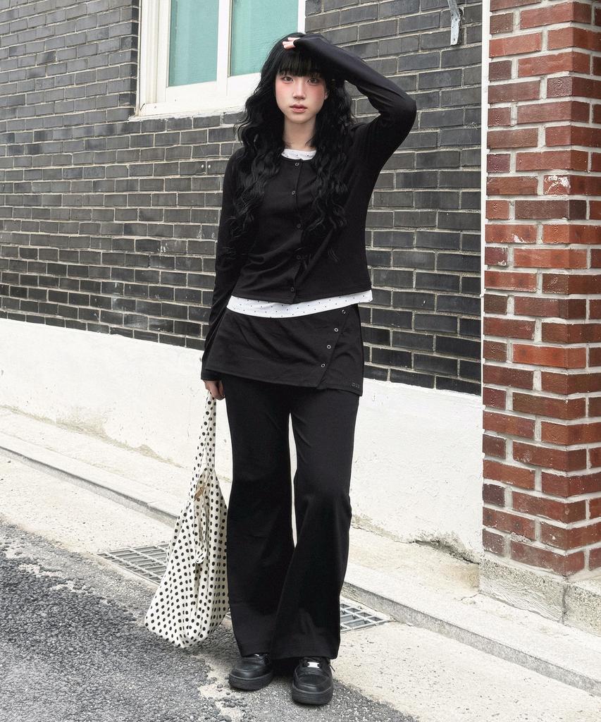 AWESOME STUDIO Layered Skirt Pants Black