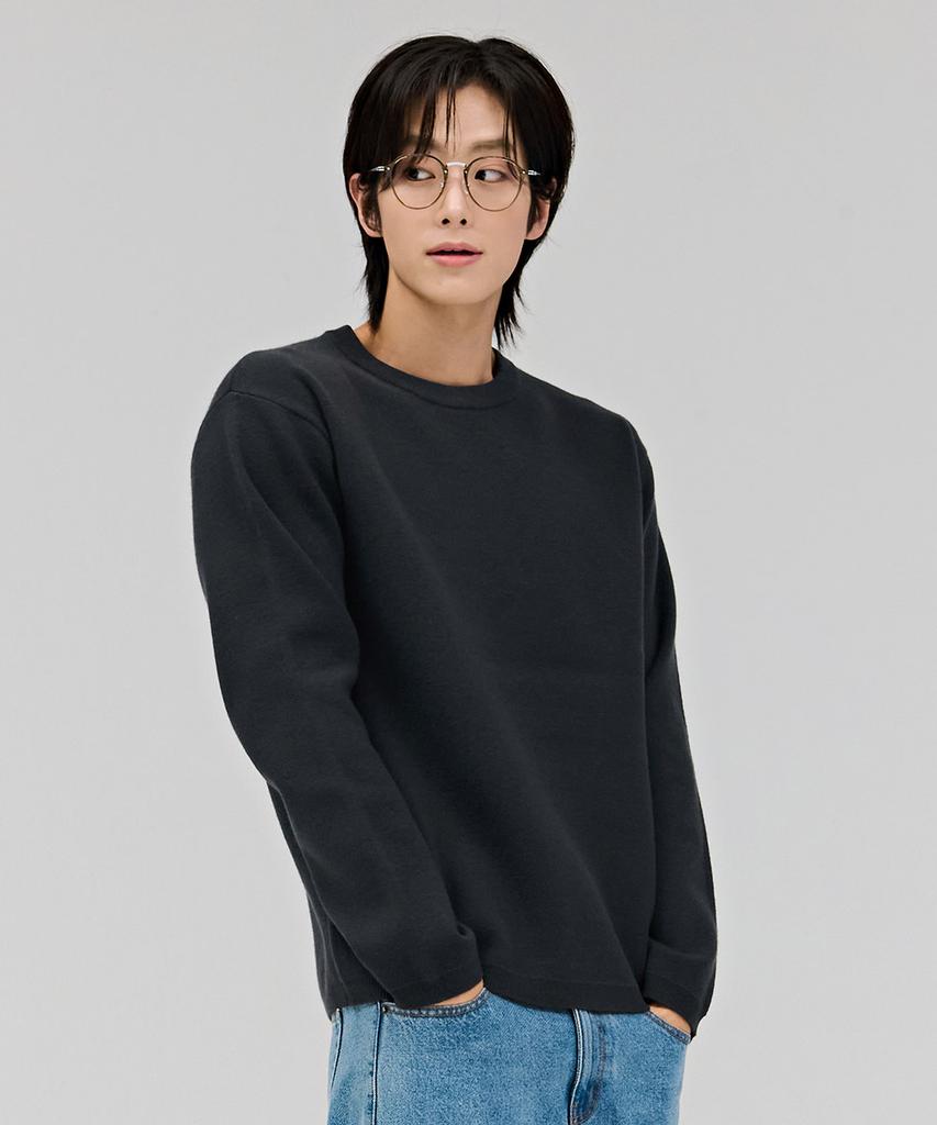 CHASECULT Men'S Basic Round Sweater - Charcoal