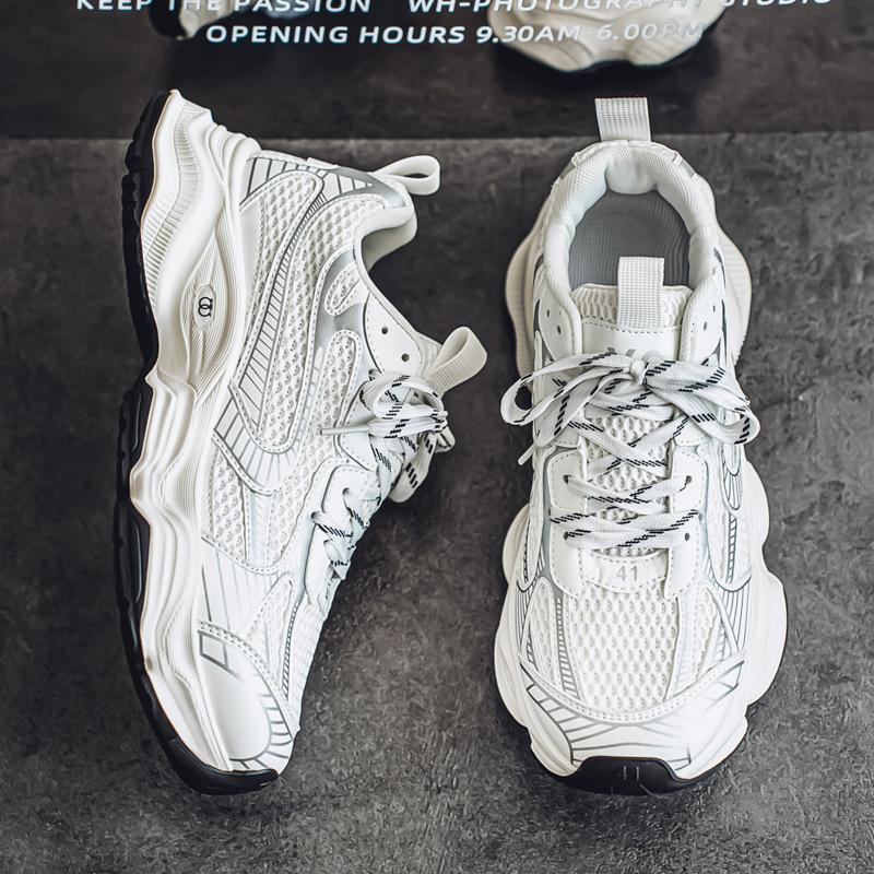 New Fashion Men's Four Seasons Comfortable Thick Sole Shoes Students Male Boys Trending Soft Sole Breathable Casual Running Sneakers