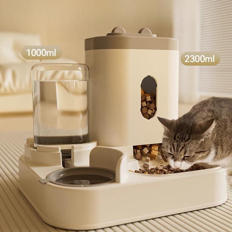 2026 New 3300ML Large Capacity Automatic Pet Feeder Double Bowl Gravity Flow Cat Dog Water Dispenser Non Electric