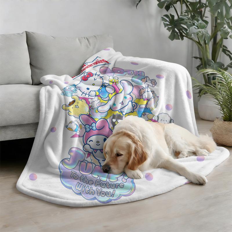 Sanrio 40th Anniversary Flannel Blanket Soft Warm Plush Throw For Couch Bed Cover Camp Lightweight Summer Nap Blanket Fan Gift