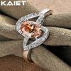 925 Silver Bowknot Orange Crystal 7-10 Ring Charm Accessories For Women Jewelry
