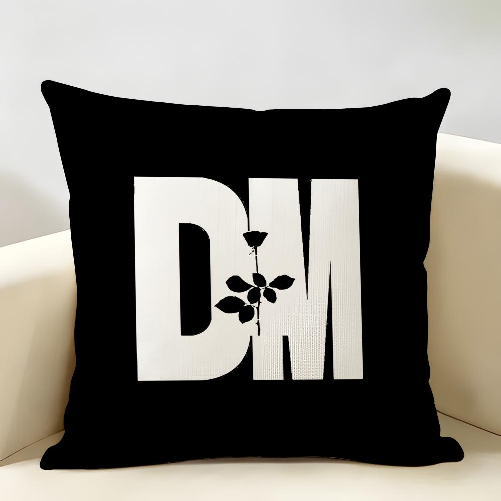 DDepecheMode LOGO Cushion Cover Natural Linen Organic Fabric DoubleSided Printing Room Sofa Decor Pillow Case