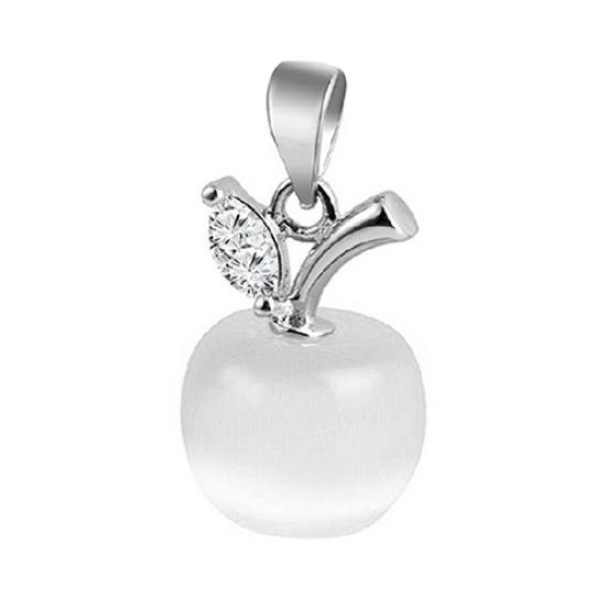 Girl Apple Shape Faux Opal Cubic Zirconia Silver Plated Pendant for Necklace