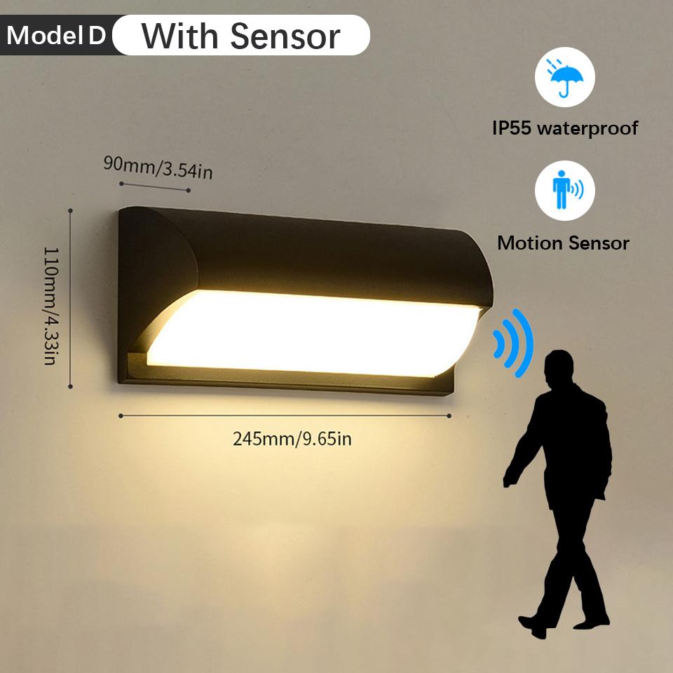 Outdoor LED Wall Lamp Motion Sensor Waterproof AC85-265V 16/30W Wall Lamp Outside Garden Porch Balcony Stairs Led Light For Room