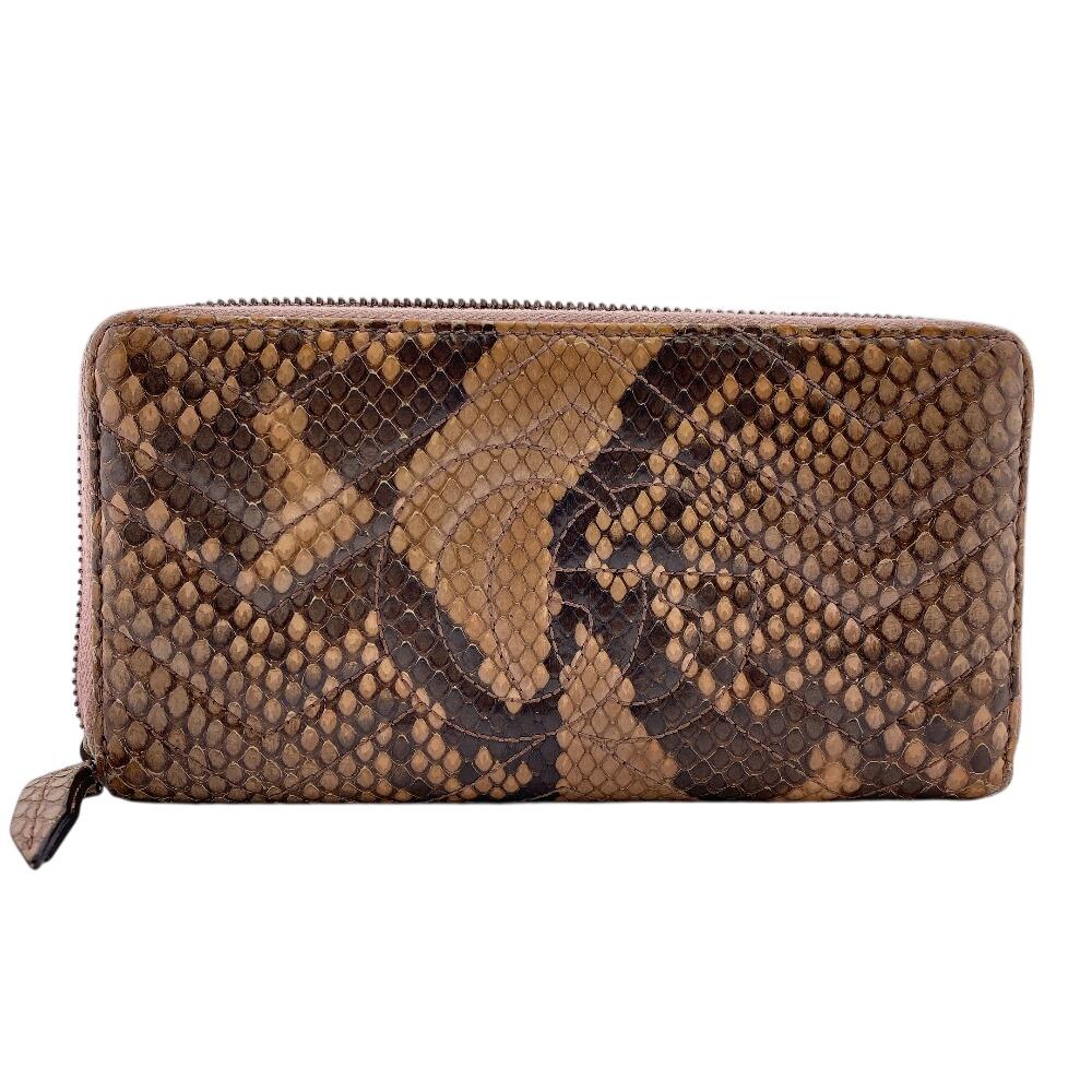 Gucci 443123 Zip Around GG Marmont Python Purse Pink Python Women Used