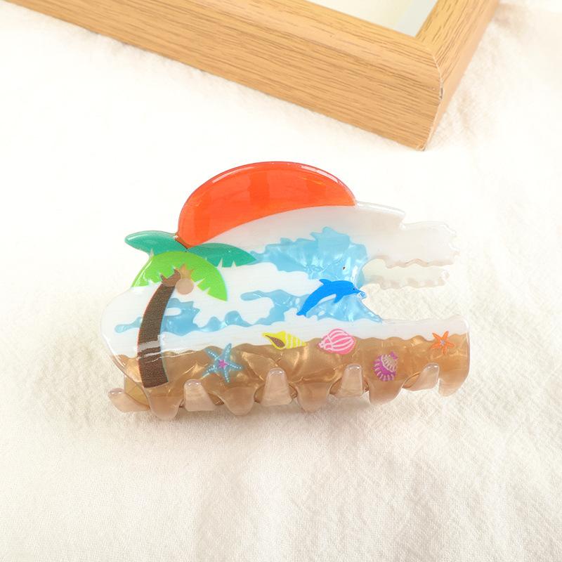 1pc Personalized Design Acrylic Flower Clip, Thickened Half Tied Hair Clip, Women's High-end Shape Hair Clip, Hair Accessory