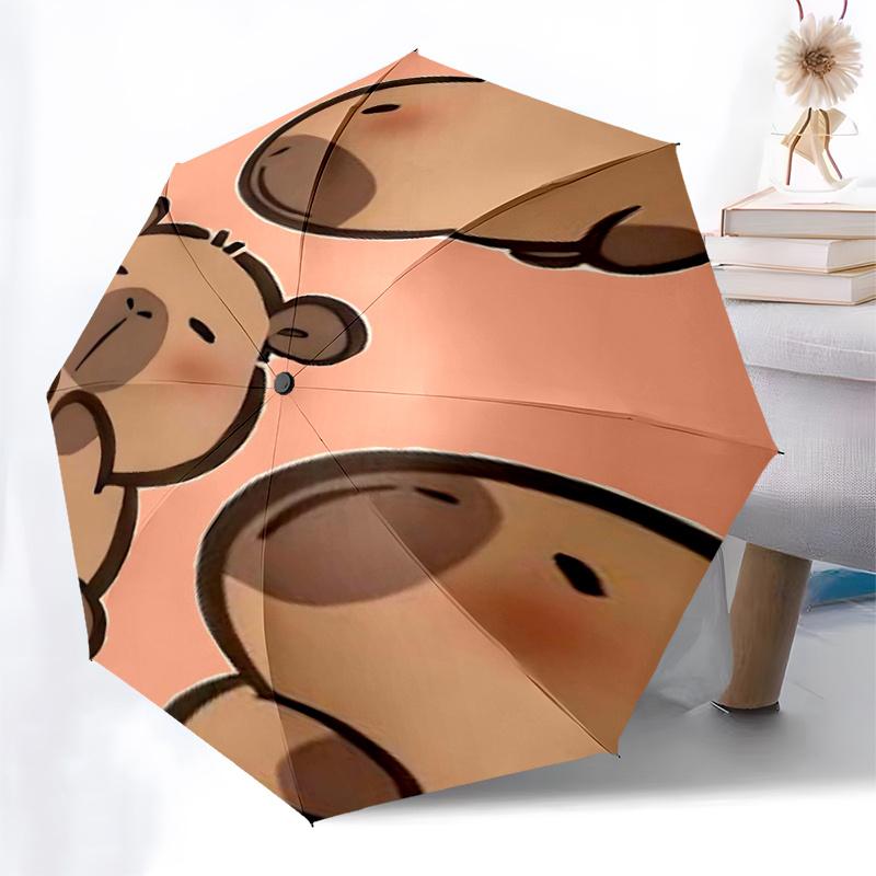 Capybara Themed Travel Umbrella-8 Ribs Automatic Opening and Closing, Portable Folding Design, Compact and Stylish Umbrella Suitable for Out