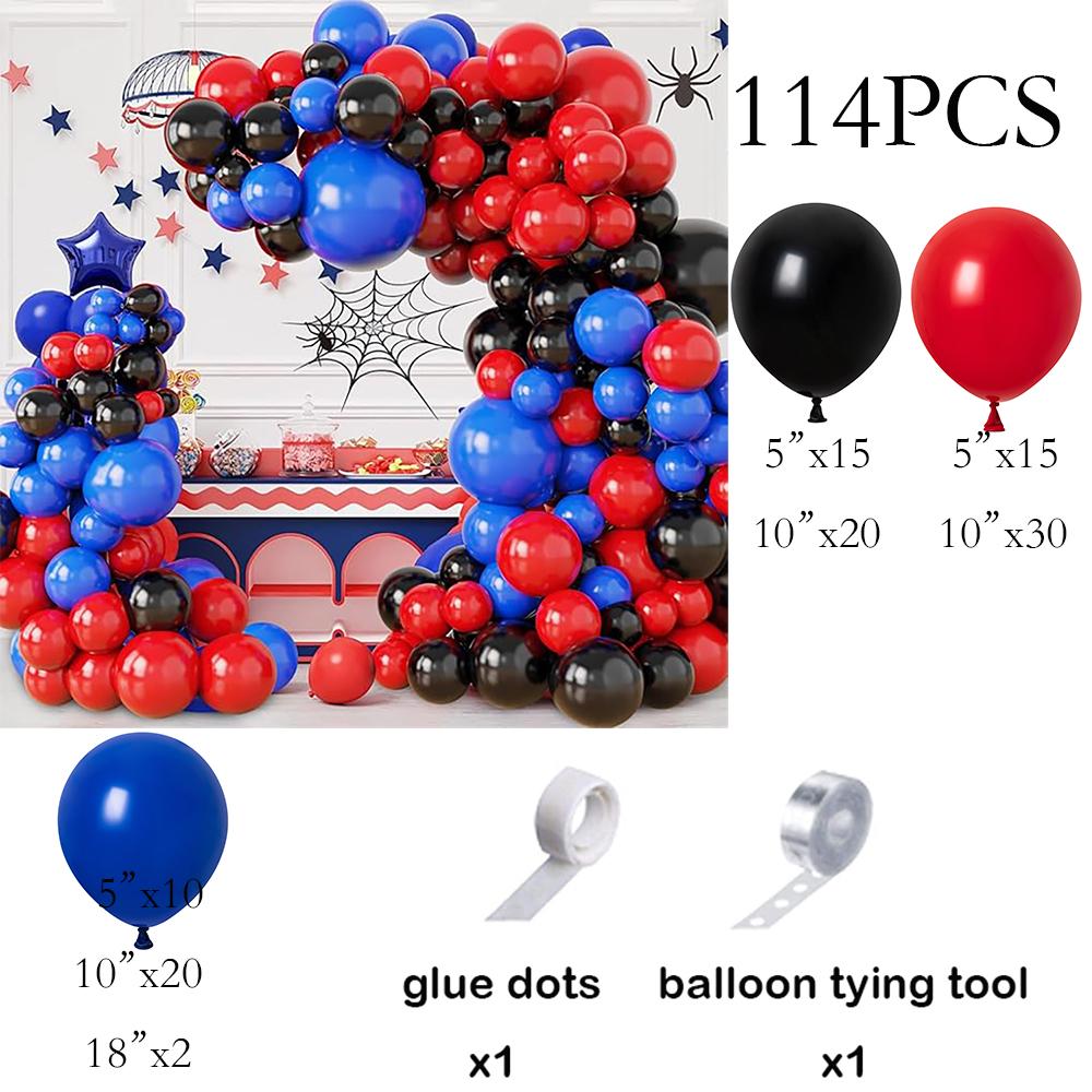 

114pcs Black Red Blue Balloons Garland Royal Blue Balloon Halloween Kid Birthday Party Baby Shower Wedding Graduation Decoration AS Picture
