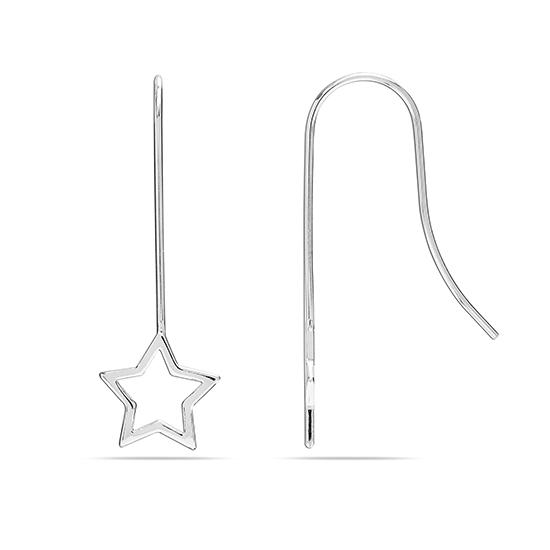 LeCalla 925 Sterling Silver Jewelry Star Shaped Light-Weight Threader Wire Teardrop Dangler Earrings for Women