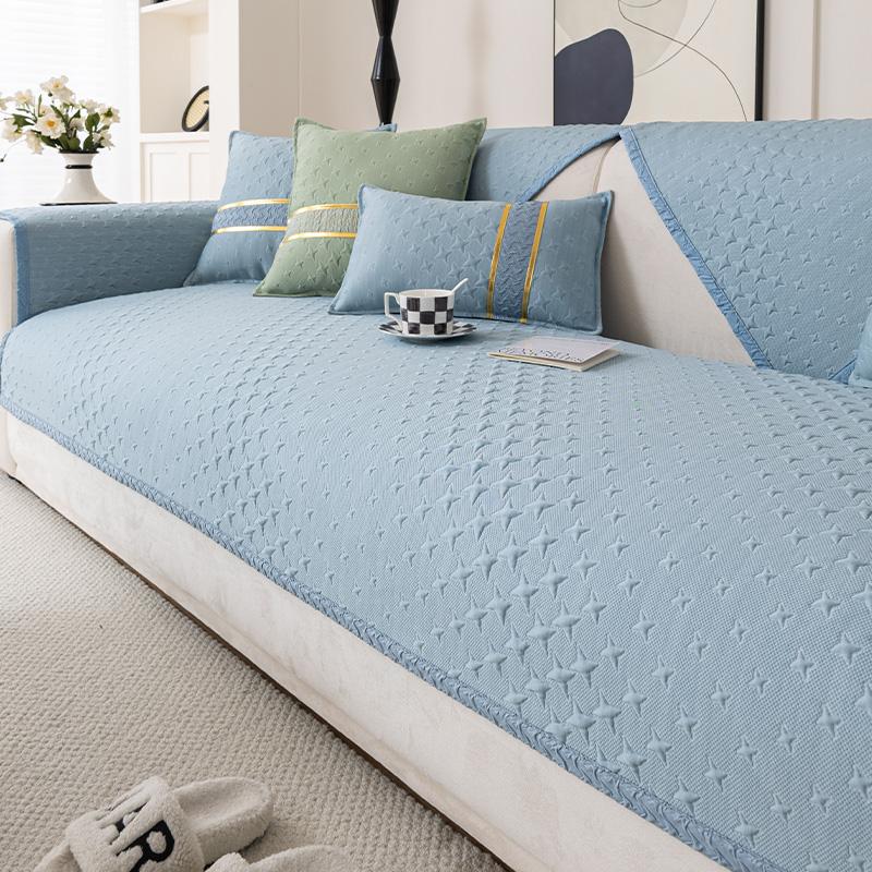 Funda   Summer Home Cool Feeling Slipcover Non-slip Ice Silk Houndstooth Sofa Cushion Couch Sofa Cover