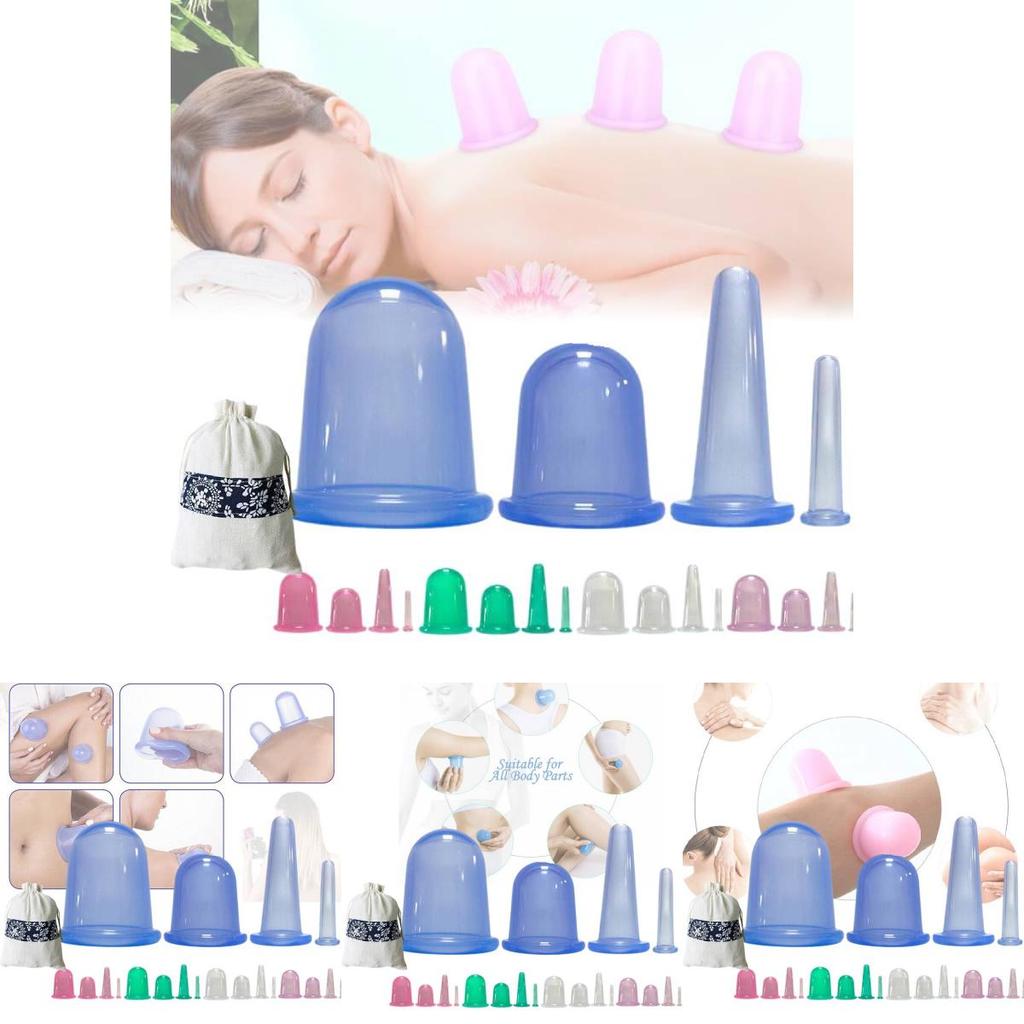 Premium Silicone Cupping Therapy Set Transparent Round Moisture Removal Massage Cups