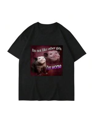 Nie jestem jak inne dziewczyny Jestem gorsza Nadruk Koszulka z krótkim rękawem Zabawny opos Koszulka unisex Streetwear Odzież unisex Y2K