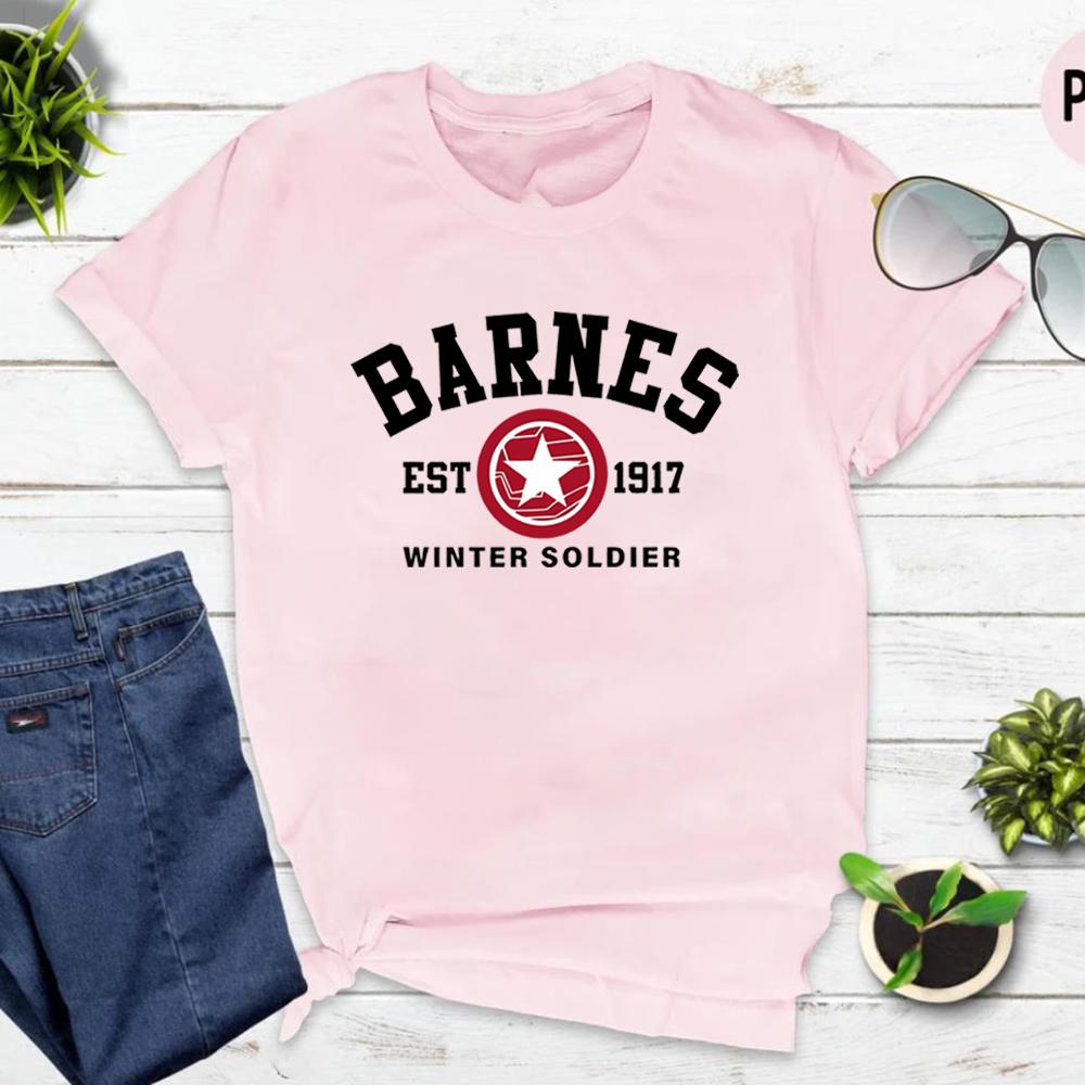 Bucky Barnes T Shirt Barnes Est 1917 Shirt Winter Soldier Tshirt Unisex Short Sleeves Tops Retro Graphic T Shirts Fan Gifts