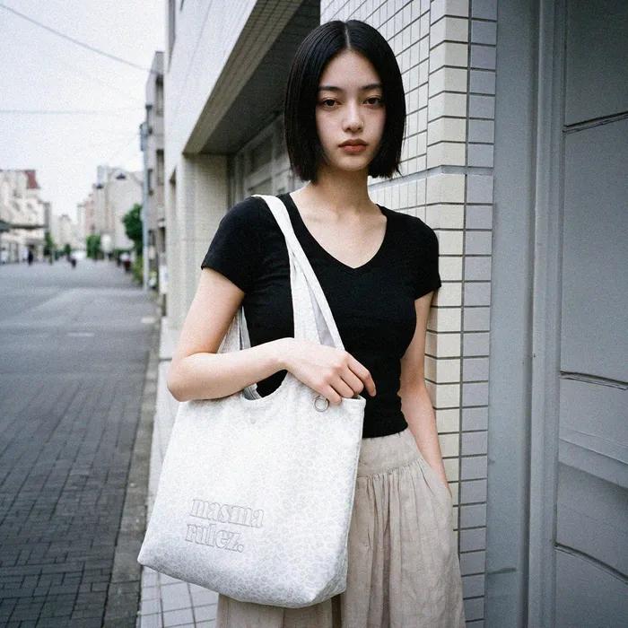 Loose Fit Big Shoulder bag_Wrinkle Leopard White