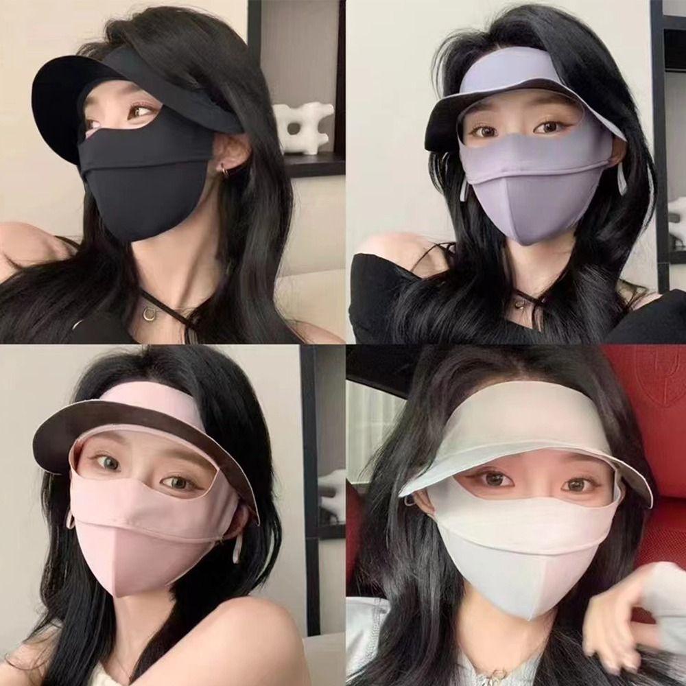 UPF50+ Sunscreen Mask UV Protection Ice Silk Masks New Sun Hat  Outdoor